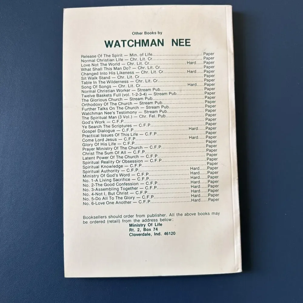 Watchman Nee Release of the Spirit Book Vintage Paperback Spiritual